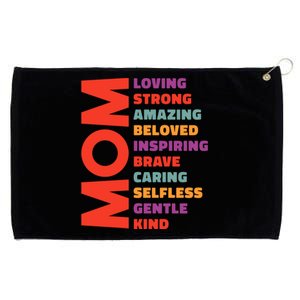 Mom Loving Strong Amazing Beloved Inspiring Brave Caring Selfless Gentle Kind Mo Grommeted Golf Towel