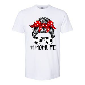 Mom Life Soccer Life Messy Bun For Mothers Day Meaningful Gift Softstyle CVC T-Shirt