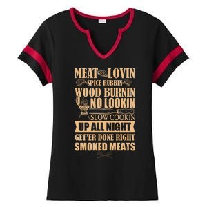 Meat Lovin Spice Rubbin Wood Burnin No Lookin Slow Cookin Smoked Meats Ladies Halftime Notch Neck Tee