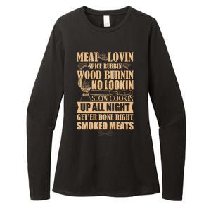 Meat Lovin Spice Rubbin Wood Burnin No Lookin Slow Cookin Smoked Meats Womens CVC Long Sleeve Shirt