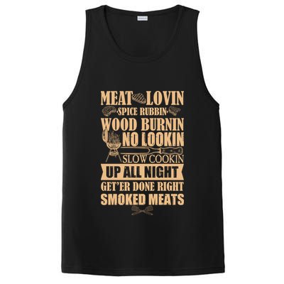 Meat Lovin Spice Rubbin Wood Burnin No Lookin Slow Cookin Smoked Meats PosiCharge Competitor Tank