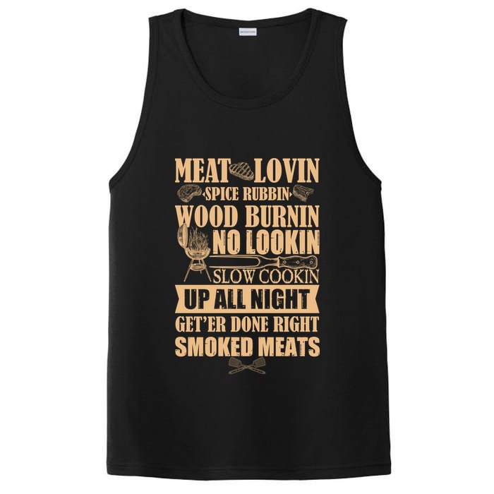 Meat Lovin Spice Rubbin Wood Burnin No Lookin Slow Cookin Smoked Meats PosiCharge Competitor Tank