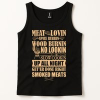 Meat Lovin Spice Rubbin Wood Burnin No Lookin Slow Cookin Smoked Meats Tank Top