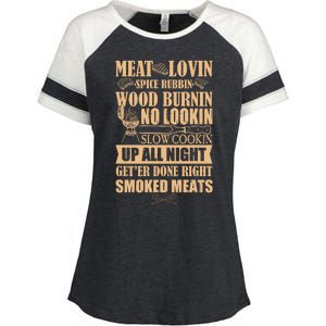 Meat Lovin Spice Rubbin Wood Burnin No Lookin Slow Cookin Smoked Meats Enza Ladies Jersey Colorblock Tee