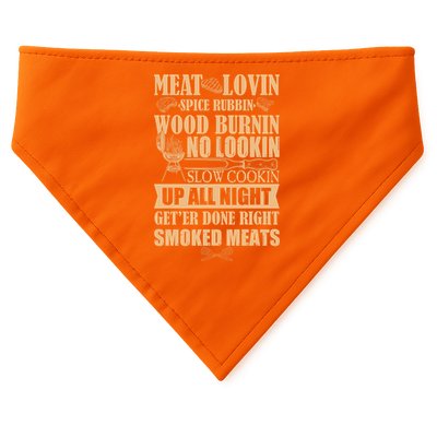 Meat Lovin Spice Rubbin Wood Burnin No Lookin Slow Cookin Smoked Meats USA-Made Doggie Bandana