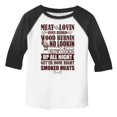 Meat Lovin Spice Rubbin Wood Burnin No Lookin Slow Cookin Smoked Meats Toddler Fine Jersey T-Shirt