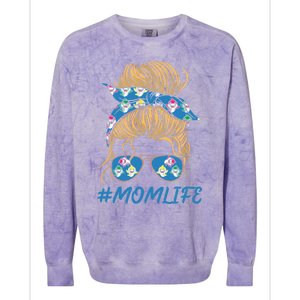 Mom Life Shark Sunglasses Shark Print Bandana Gift Colorblast Crewneck Sweatshirt