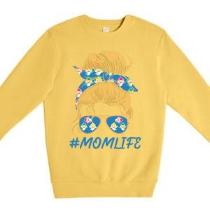 Mom Life Shark Sunglasses Shark Print Bandana Gift Premium Crewneck Sweatshirt