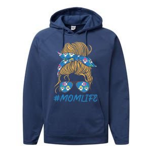 Mom Life Shark Sunglasses Shark Print Bandana Gift Performance Fleece Hoodie