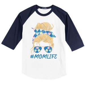 Mom Life Shark Sunglasses Shark Print Bandana Gift Baseball Sleeve Shirt