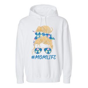 Mom Life Shark Sunglasses Shark Print Bandana Gift Garment-Dyed Fleece Hoodie