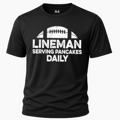 Mens Lineman Serving Pancakes Daily Football Offensive Lineman TShirt Performance Shirt