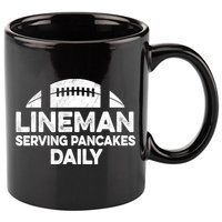 Mens Lineman Serving Pancakes Daily Football Offensive Lineman TShirt 11oz C Handle Ceramic Mug
