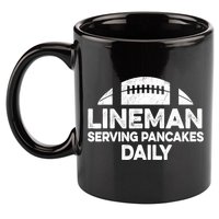 Mens Lineman Serving Pancakes Daily Football Offensive Lineman TShirt 11oz C Handle Ceramic Mug