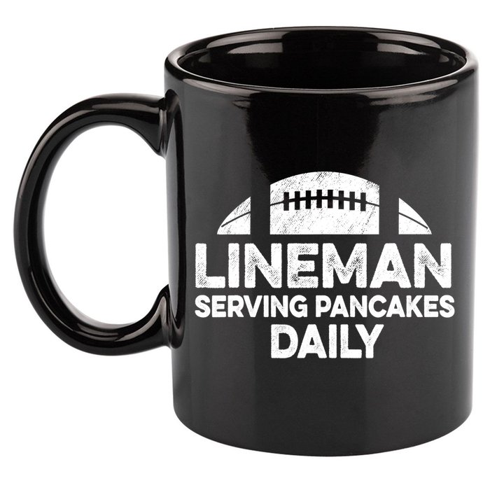 Mens Lineman Serving Pancakes Daily Football Offensive Lineman TShirt 11oz C Handle Ceramic Mug