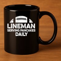 Mens Lineman Serving Pancakes Daily Football Offensive Lineman TShirt 11oz C Handle Ceramic Mug