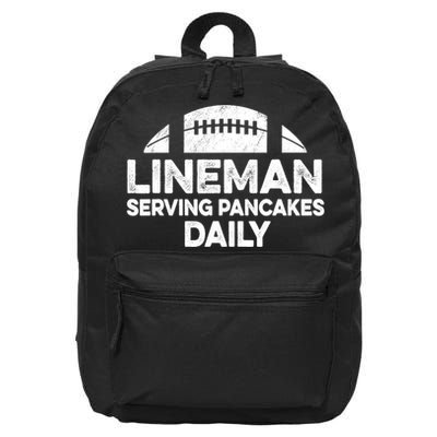 Mens Lineman Serving Pancakes Daily Football Offensive Lineman TShirt 16 in Basic Backpack