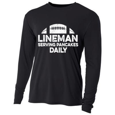 Mens Lineman Serving Pancakes Daily Football Offensive Lineman TShirt Cooling Performance Long Sleeve Crew