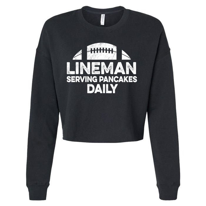 Mens Lineman Serving Pancakes Daily Football Offensive Lineman TShirt Cropped Pullover Crew