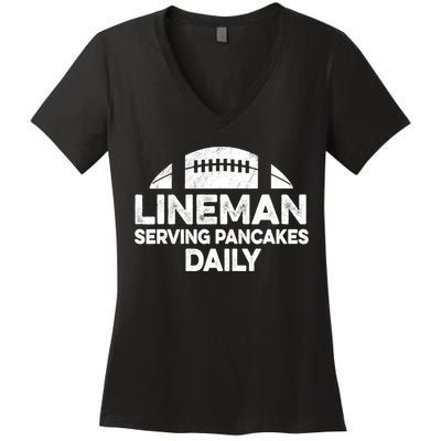 Mens Lineman Serving Pancakes Daily Football Offensive Lineman TShirt Women's V-Neck T-Shirt