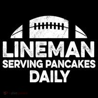 Mens Lineman Serving Pancakes Daily Football Offensive Lineman TShirt Short Acrylic Beanie