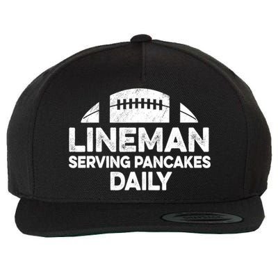 Mens Lineman Serving Pancakes Daily Football Offensive Lineman TShirt Wool Snapback Cap