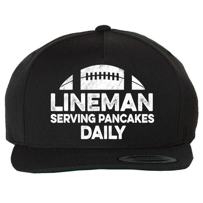 Mens Lineman Serving Pancakes Daily Football Offensive Lineman TShirt Wool Snapback Cap