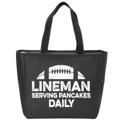 Mens Lineman Serving Pancakes Daily Football Offensive Lineman TShirt Zip Tote Bag