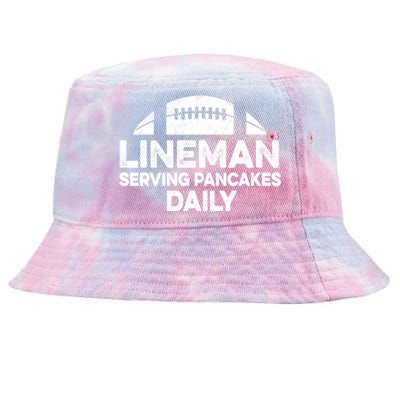 Mens Lineman Serving Pancakes Daily Football Offensive Lineman TShirt Tie-Dyed Bucket Hat