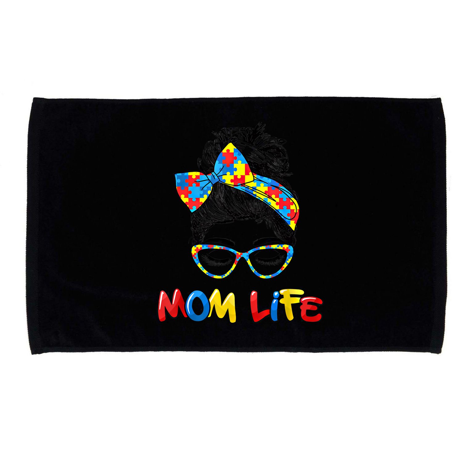 Mom Life Skull Autism Awareness Mama Face Wink Eyes Gift Microfiber Hand Towel
