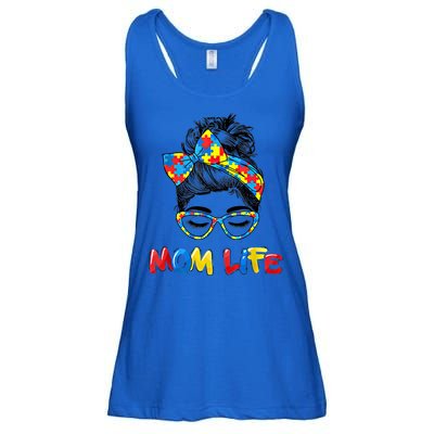 Mom Life Skull Autism Awareness Mama Face Wink Eyes Gift Ladies Essential Flowy Tank