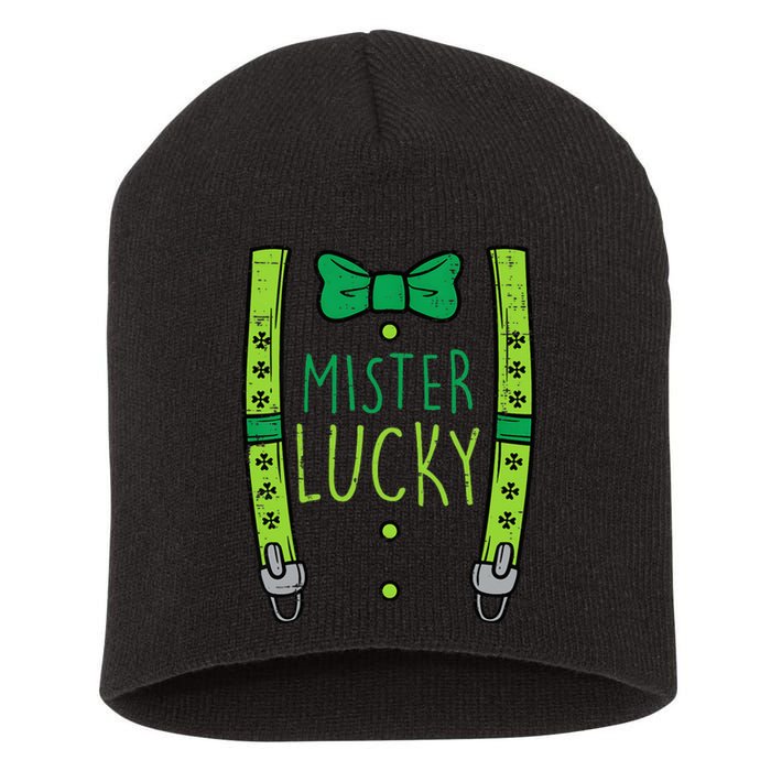 Mister Lucky Suspenders St Patricks Day Short Acrylic Beanie