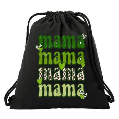 Mama Leopard St Patrick's Day Mama and Mini Cute Irish Drawstring Bag