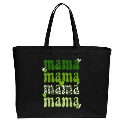 Mama Leopard St Patrick's Day Mama and Mini Cute Irish Cotton Canvas Jumbo Tote