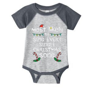 Most Likely Sing Every Christmas Song Xmas Family Matching Infant Baby Jersey Bodysuit