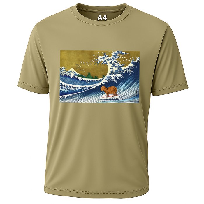 Meme Lover Surfing Capybara Cooling Performance Crew T-Shirt