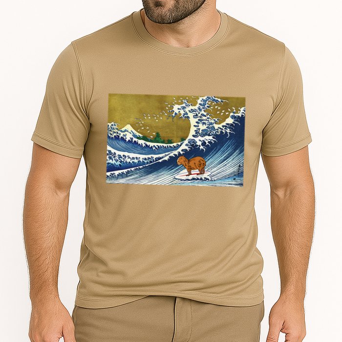 Meme Lover Surfing Capybara Cooling Performance Crew T-Shirt