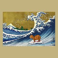 Meme Lover Surfing Capybara Cooling Performance Crew T-Shirt