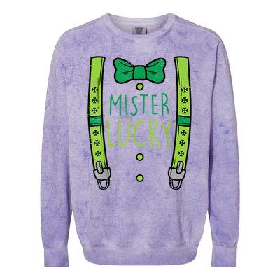 Mister Lucky Suspenders St Patricks Day Boys s Toddlers Colorblast Crewneck Sweatshirt