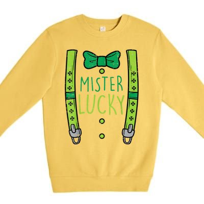 Mister Lucky Suspenders St Patricks Day Boys s Toddlers Premium Crewneck Sweatshirt