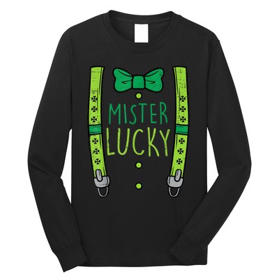 Mister Lucky Suspenders St Patricks Day Boys s Toddlers Long Sleeve Shirt