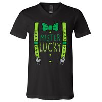 Mister Lucky Suspenders St Patricks Day Boys s Toddlers V-Neck T-Shirt