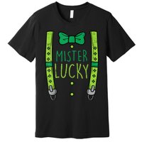 Mister Lucky Suspenders St Patricks Day Boys s Toddlers Premium T-Shirt