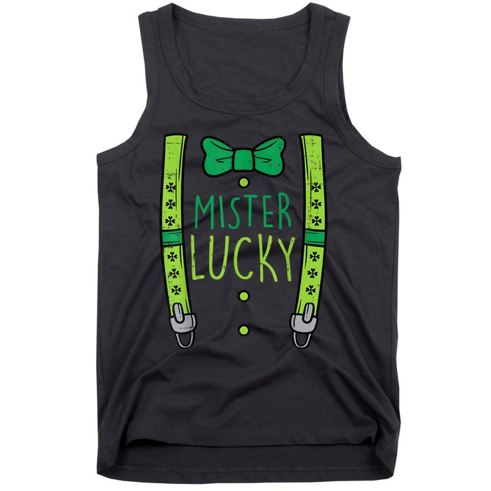 Mister Lucky Suspenders St Patricks Day Boys s Toddlers Tank Top