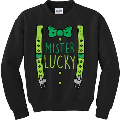 Mister Lucky Suspenders St Patricks Day Boys s Toddlers Kids Sweatshirt