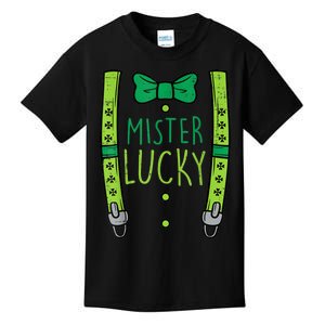 Mister Lucky Suspenders St Patricks Day Boys s Toddlers Kids T-Shirt