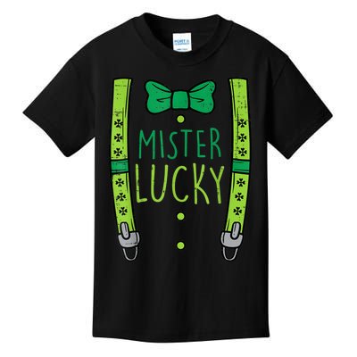 Mister Lucky Suspenders St Patricks Day Boys s Toddlers Kids T-Shirt