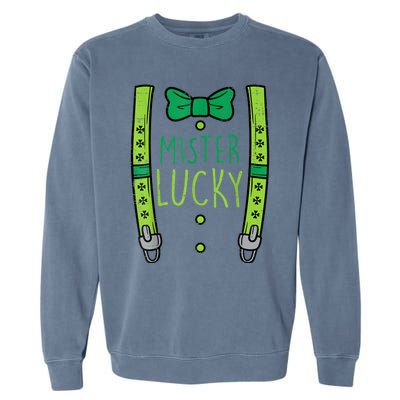 Mister Lucky Suspenders St Patricks Day Boys s Toddlers Garment-Dyed Sweatshirt