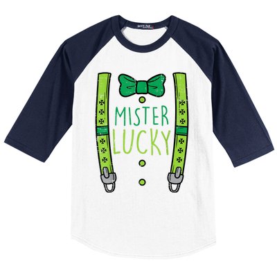 Mister Lucky Suspenders St Patricks Day Boys s Toddlers Baseball Sleeve Shirt