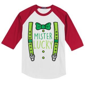 Mister Lucky Suspenders St Patricks Day Boys s Toddlers Kids Colorblock Raglan Jersey